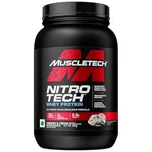 muscletech nitro-tech whey protein 450g cookies amp cream 30g protein 3g creatine monohydrate 67g bcaa ultimate muscle building formula increase strength amp performance