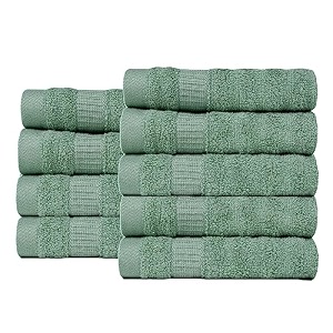 mush bamboo face towel set  100 bamboo  550 gsm face towel for women and men small towels for face and hand soft and absorbent towel hanky for women  set of 9 - olive green