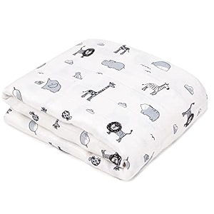 mush 100 bamboo swaddle  ultra soft breathable thermoregulating absorbent light weight and multipurpose bamboo wrapperbaby bath towelblanket 1 rabbit blue