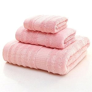 mush bamboo 3 piecetowels set  ultra soft absorbent and antimicrobial 600 gsm bath towel hand towel and face towel perfect for daily use and gifting pink