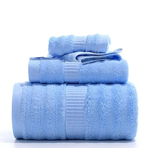 mush bamboo luxurious 3 piecetowels set  ultra soft absorbent and antimicrobial 600 gsm bath towel hand towel and face towel perfect for daily use and gifting sky blue