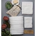 Mush Bamboo Luxurious 3 PieceTowels Set | Ultra Soft, Absorbent and Antimicrobial 600 GSM (Bath Towel, Hand Towel and Face Towel) Perfect for Daily Use and Gifting (White)