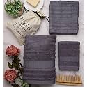 Mush Bamboo Luxurious 3 PieceTowels Set | Ultra Soft, Absorbent and Antimicrobial 600 GSM (Bath Towel, Hand Towel and Face Towel) Perfect for Daily Use and Gifting (Space Grey)