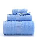Mush Bamboo Luxurious 3 PieceTowels Set | Ultra Soft, Absorbent and Antimicrobial 600 GSM (Bath Towel, Hand Towel and Face Towel) Perfect for Daily Use and Gifting (Sky Blue)
