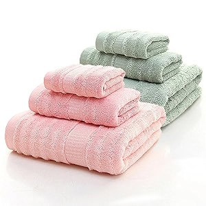mush bamboo towels set  ultra soft absorbent and antimicrobial 600 gsm 2 bath towel 2 hand towel and 2 face towel perfect for daily use and gifting olive amp pink