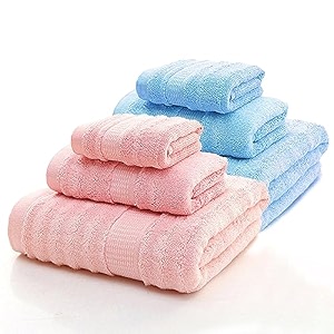mush bamboo towels set  ultra soft absorbent and antimicrobial 600 gsm 2 bath towel 2 hand towel and 2 face towel perfect for daily use and gifting sky amp pink