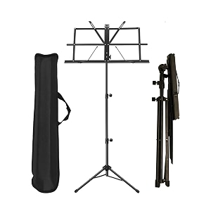 music stand folding height and angle adjustable metal notation stand with music sheet clip holder portable