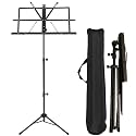 Music Stand, Notation Stand with Music Sheet Clip Holder, Portable Solid Back Tripod Base Projector Stand (Black)