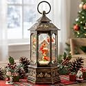 Musical Snow Globe Lantern Lighted Cardinal &amp; Birdhouse Christmas Snow Water Lantern Swirling Glittering Home Decoration and Gift, Battery Operated or USB Powered