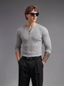 Muskan Creation Self Design Men Henley Neck