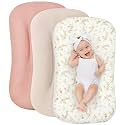 Muslin Baby Lounger Cover 3 Pack,100% Cotton Newborn Lounger Cover,Newborn Nursery Essentials,Breathable Soft Lounger Protectors（Covers Only