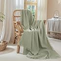 Muslin Fringe Blankets for Adults: 100% Cotton Cloud Soft