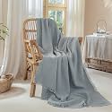 Muslin Fringe Blankets for Adults: 100% Cotton Cloud Soft