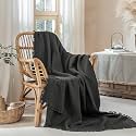 Muslin Fringe Blankets for Adults: 100% Cotton Cloud Soft Throw