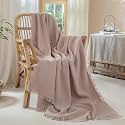 Muslin Fringe Blankets for Adults 100% Cotton Cloud Soft Throw