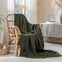Muslin Fringe Blankets for Adults: 100% Cotton Cloud Soft