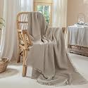 Muslin Fringe Blankets for Adults: 100% Cotton Cloud Soft Twin XL