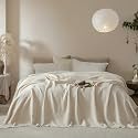 Muslin Fringe Blankets for Adults: 100% Cotton Cloud Soft Super King