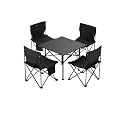 MUSM Camping Table Set, Picnic Table and Chairs, Camping Equipment Full Set of(Dark Gray)