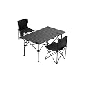 MUSM Camping Table Set, Picnic Table and Chairs, Camping Equipment Full Set of(Orange)