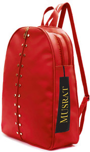 musrat small 7 l backpack pu leather backpack school bag student backpack women travel bag 7 l backpack red