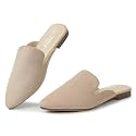 MUSSHOE Women’s Pointed Toe Mule Flats: Comfortable Lightweight Slip On Backless Loafers with Memory Foam for Office Work &amp; Dressy Casual Wear