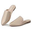 MUSSHOE Women’s Pointed Toe Mule Flats: Comfortable Lightweight Slip On Backless Loafers with Memory Foam for Office Work &amp; Dressy Casual Wear