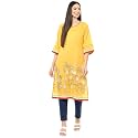 Mustard Art Silk Straight Kurta