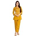 Mustard Chinnon Floral Embroidered Co-Ord Set