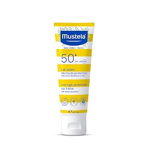 mustela sunscreen spf 50-40ml broad spectrum protection for sensitive skin water resistant formula for babies and adults