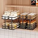 Mustorn 4 Pack Pull Out Spice Rack Organizer for Cabinet, 2 Tier Metal Slide Out Seasoning Organizer and Storage Heavy Duty Vertical Spice Rack Shelf Pullout for Kitchen Cabinets No Drilling (Black)