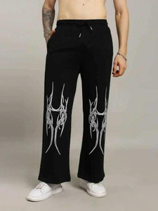 MUT Fashion Printed Men Black Track Pants