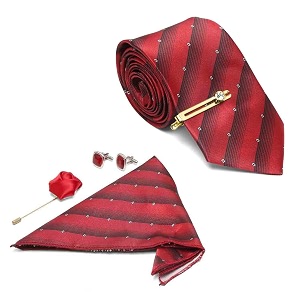 mutaqinoti mens red silk necktie set incl pocket square cufflinks golden tiepin brooch american style formal tie gift set for men frgp
