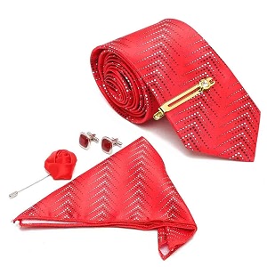 mutaqinoti mens red silk necktie set incl pocket square cufflinks golden tiepin brooch american style formal tie gift set for men frgp