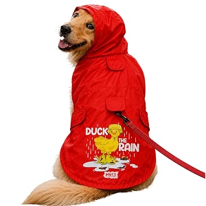 mutt of course waterproof dog raincoat with hood amp mesh lining  collar amp harness leash opening  duck rain red s