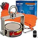 MUTUACTOR Fishing Magnet Kit,Combined 1360lb Strong Rotatable Magnet Fishing Heavy Duty,Φ2.91''Permanent Neodymium Rare Earth Magnets with 65Ft Salvage Rope,Gloves for Retrieving Treasures