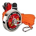 MUTUACTOR Fishing Magnet Kits Heavy Duty,1400lb Φ4.21'' Super Strong Noedymium Rare Earth Magnets with 65Ft Rope,Anti-Slip Gloves,Waterproof Bag,Plastic Scraper for Retrieving Treasure in Rivers