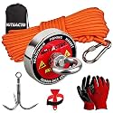 MUTUACTOR Heavy Duty Fishing Magnet Kit,500lb Neodymium N52 Magnets with 65Ft Salvage Rope and Grappling Hook,Φ2.36''Retrieval Rare Earth Magnets for Recovery Lost Treasure in Lake Rivers