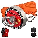MUTUACTOR Magnet Fishing Kit,Φ2.36''Heavy Duty Neodymium N52 Magnet with 20m(64 Foot) Durable Rope,500lbs Pulling Force Permanent Strong Rare Earth Magnets for Lifting Objects Hunting Lost Treasures