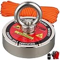 MUTUACTOR Strong Fishing Magnets,Φ2.95''Heavy Duty Magnet Fishing Kit with 20Ft Duarble Rope,Powerful 750lbs Neodymium Magnet Fishing for Treasure Hunting Retrieving Metallic Tools in Lakes Rivers