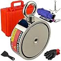 MUTUACTOR Super Strong Fishing Magnet Kit,Φ4.21” Double Sided Heavy Duty Neodymium Magnet,2800lbs Permanent Rare Earth Magnets Fishing with 65FT Rope Gloves for Hunting Retrieval Underwater Searching