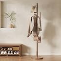 Muwuele Solid Wood Cactus Coat Rack, Freestanding Coat Rack With 6 L-Shaped Hooks and 3 Adjustable Sizes, Coat Tree for Bedroom, Entryway, Livingroom, Coat Hanger Stand for Coats, Handbags (Walnut)