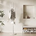 Muwuele Solid Wood Cactus Coat Rack, Freestanding Coat Rack With 6 L-Shaped Hooks and 3 Adjustable Sizes, Coat Tree for Bedroom, Entryway, Livingroom, Coat Hanger Stand for Coats, Handbags (White)