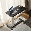Muwuele Solid Wood Overbed Bedside Table with Wheels,Tilt Top Hospital Bed Table Adjustable Over the Bed,Rolling Bed Desk for Hospital and Home Use (Black)