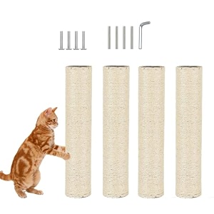 4 pcs catscratchingpostreplacement for indoor 157 x 31 inchescatstreereplacementparts natural sisal cat scratch posts refill pole part with m8 screws spare cat furniture accessories