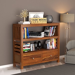 wooden console table  finish type - provincial teak finish  wood type - sheesham wood for living room  kitchen rack  book shelves