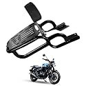 Mv Metal Harley Style Adjustable Cushion Backrest with Carrier, Pillion Support Compatible for Bike Enfield Hunter 350 - Black