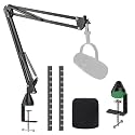MV7 MV7X MV7+ Boom Arm - Mic Arm with Foam Cover Windscreen Compatible with Shure MV7 and Shure MV7X and Shure MV7+ Microphone with Pop Filter and 2 Cable sleeves by YOUSHARES