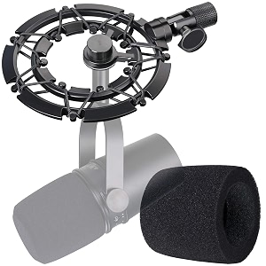 mv7 shock mount with pop filter alloy shockmount with foam windscreen matching mic boom arm stand compatible with shure mv7 mic by youshares