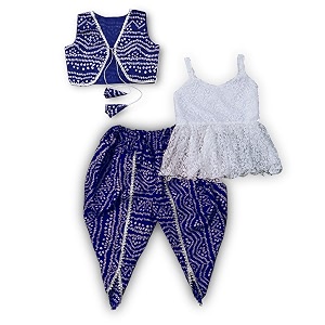 Girls Top And Dhoti and dupatta Set